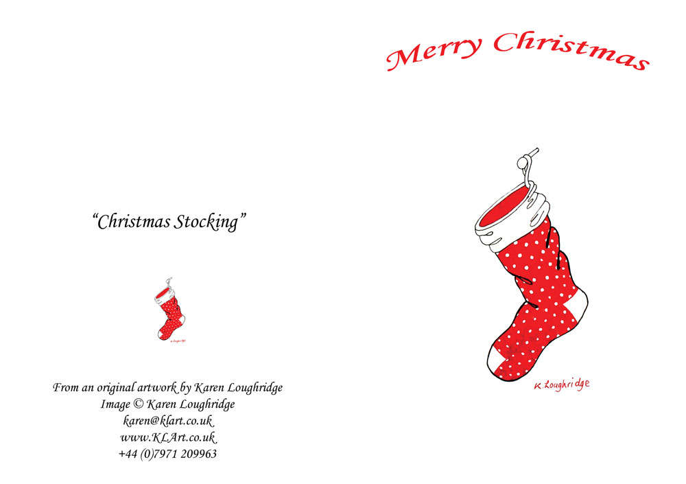 © KLArt.co.uk - Polka Dot Cards Christmas Stocking (words)
