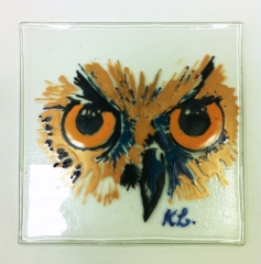 © KLArt.co.uk Owl Glass panel