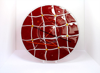 © KLArt.co.uk Red Checkers Glass Plate