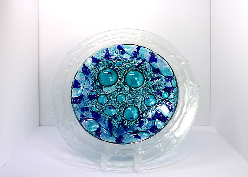 © KLArt.co.uk Blue Bubble Glass Plate