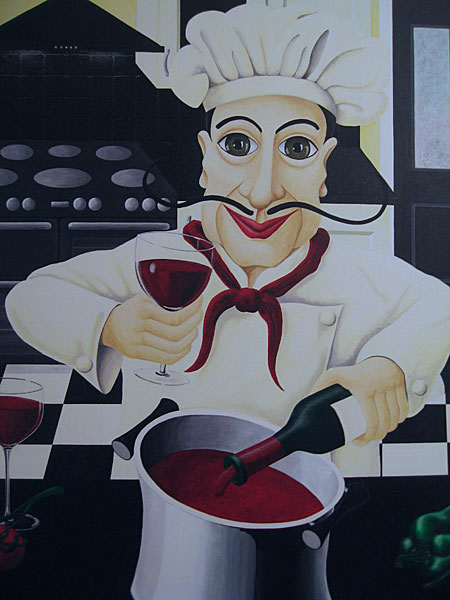 Close up of Salvatore chef from the painting