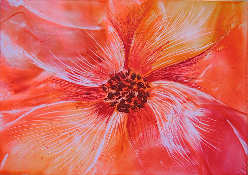 Encaustic painted Flower