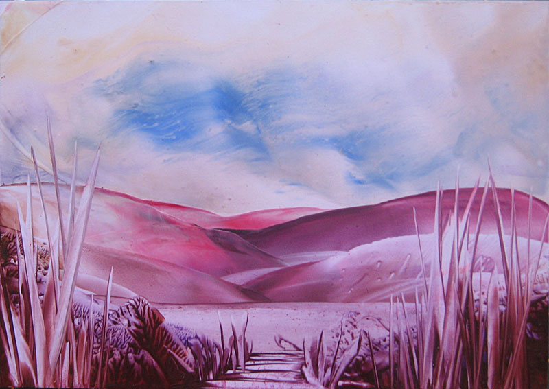 Encaustic painted "Purple Landscape"