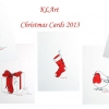 Christmas Cards - Polka dot christmas illustrations - Tree, Present, Stocking, Santa, Snowman, Robin - image only on front